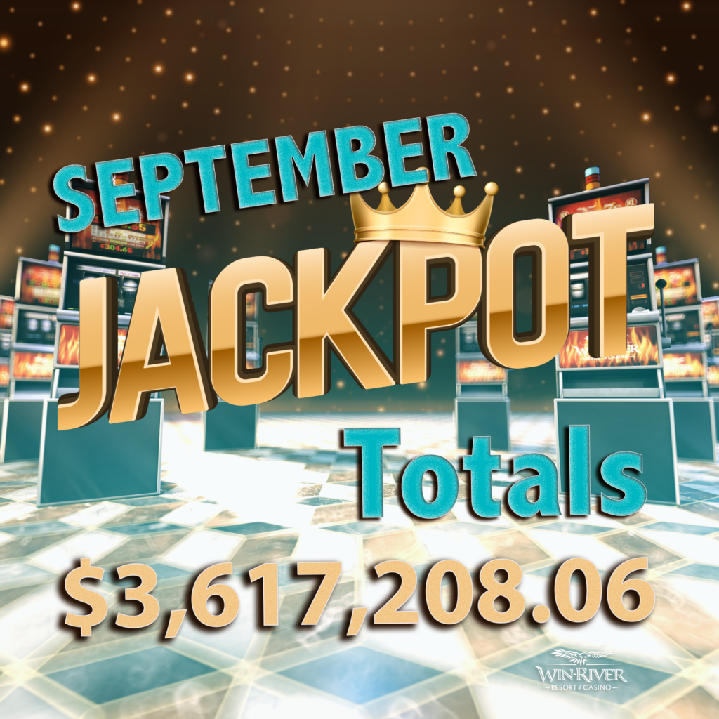 September Jackpot totals with slot machines the background