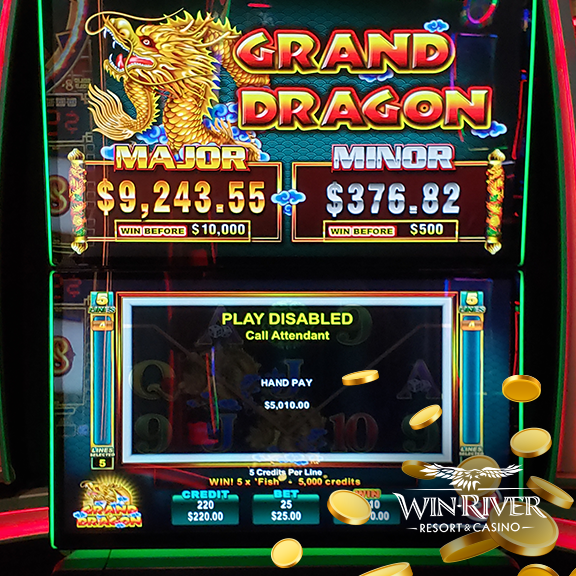 Photo of a slot machine, showing a jackpot win of $5,010