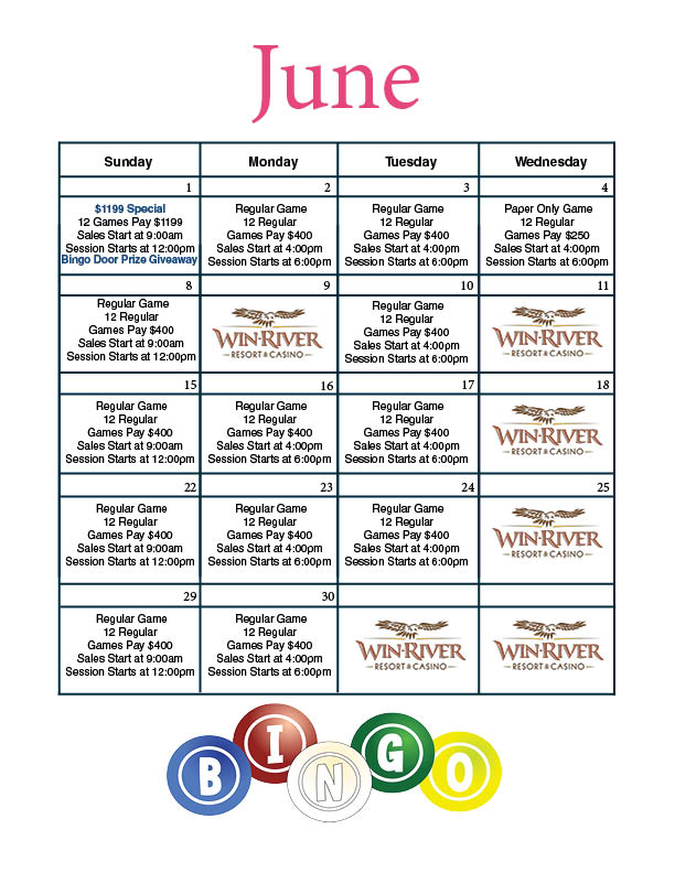 June Bingo Calendar